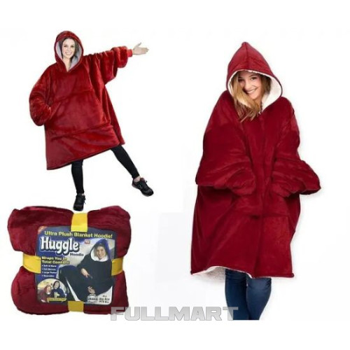 Толстовка плед з капюшоном Huggle Hoodie червона